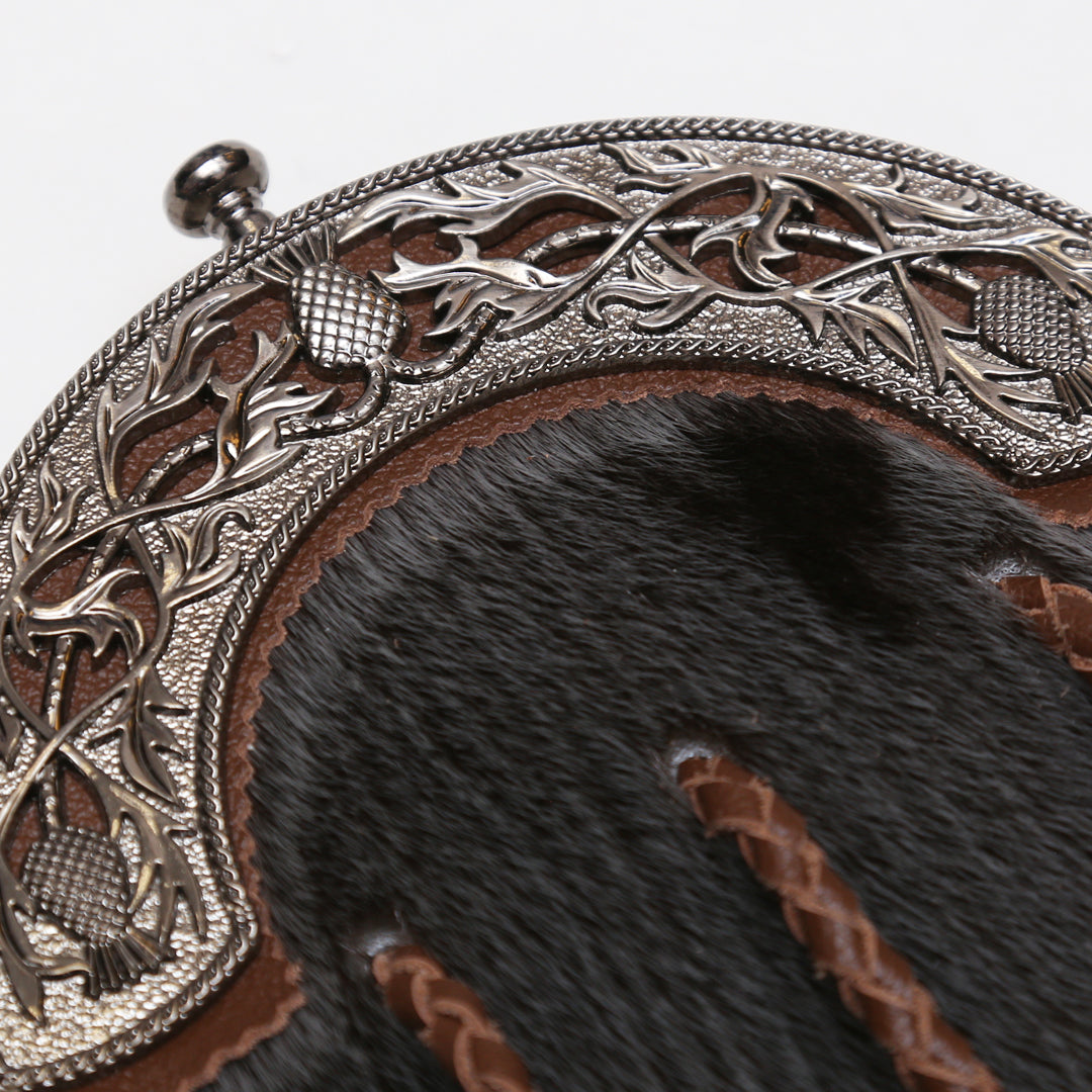 Antique Thistle Brown Leather Sporran Cantle