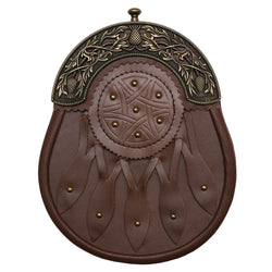 Brown Leather Brass Thistle Sporran