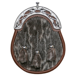 Brown Leather Chrome Serpent Sealskin Sporran