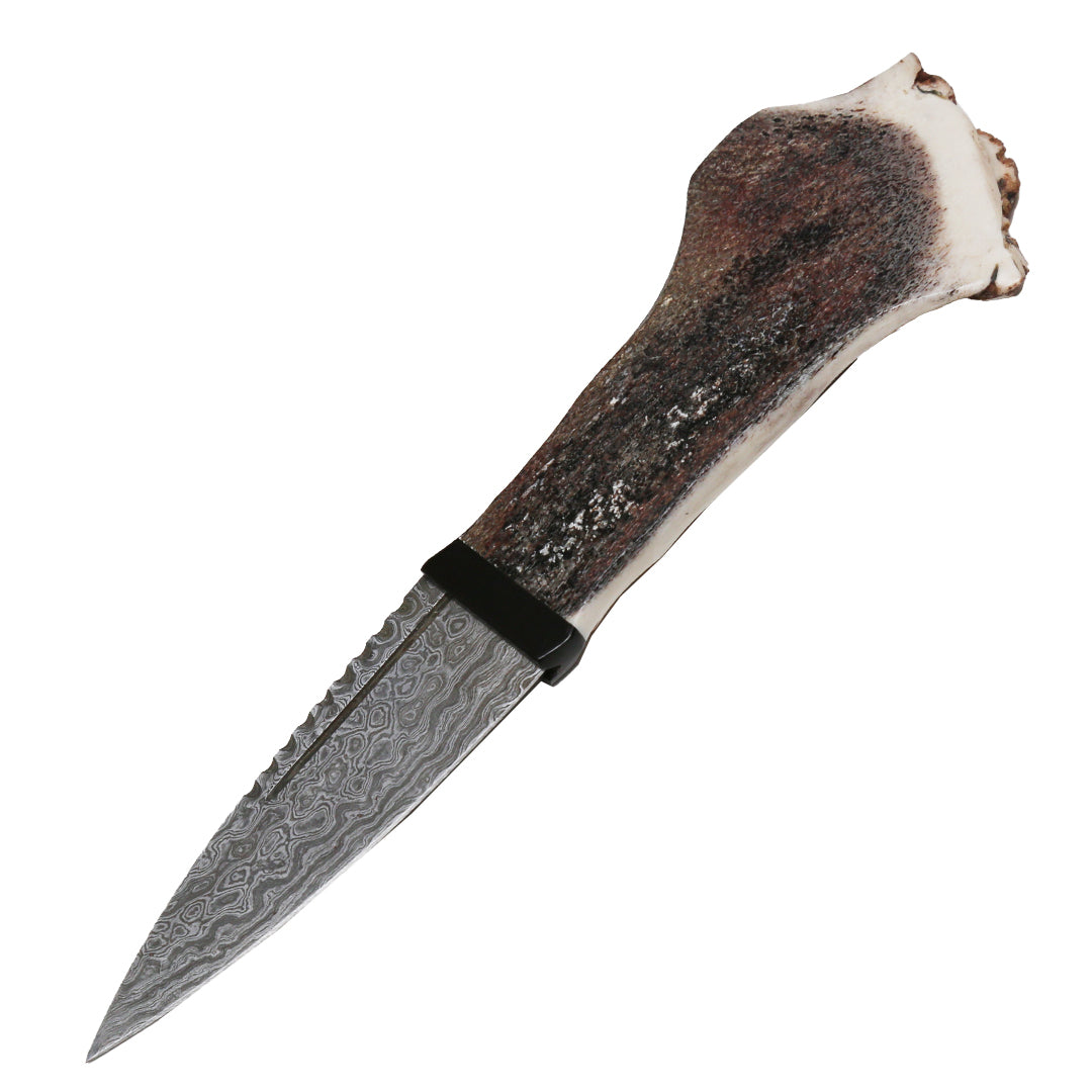 Damascus Steel Horn Sgian Dubh Back