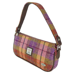 Harris Tweed Baguette Bag Peach and Purple Tartan