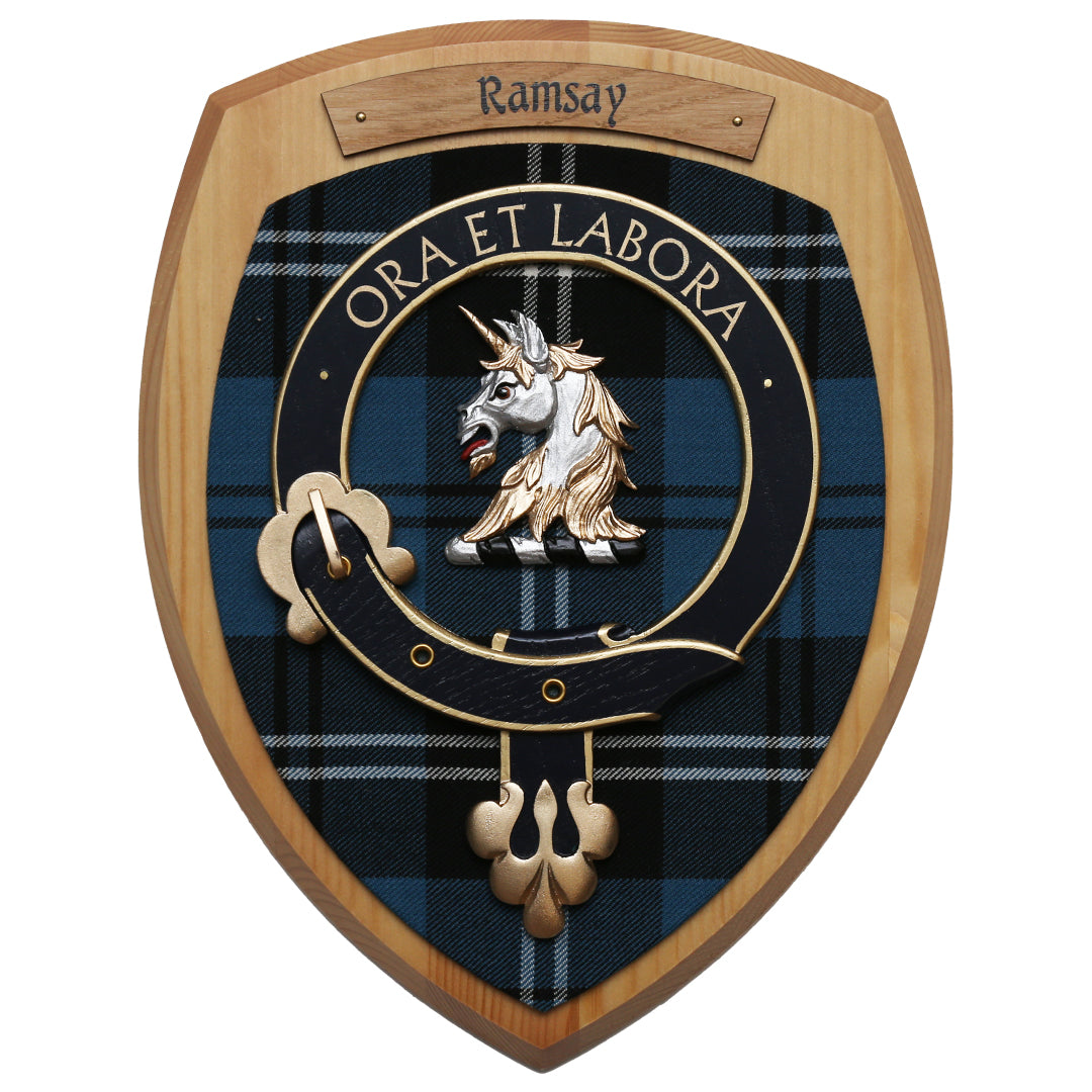 Large Ramsay Blue Wall Plaque Light Wood