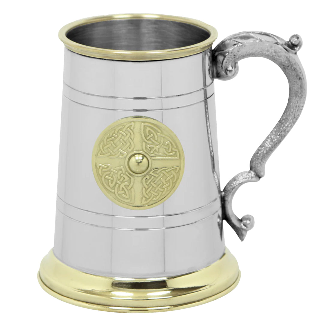 Pewter and Brass Beer Mug Tankard (1 Pint)