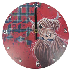 Wooden Clock - McMoo Tartan Paint