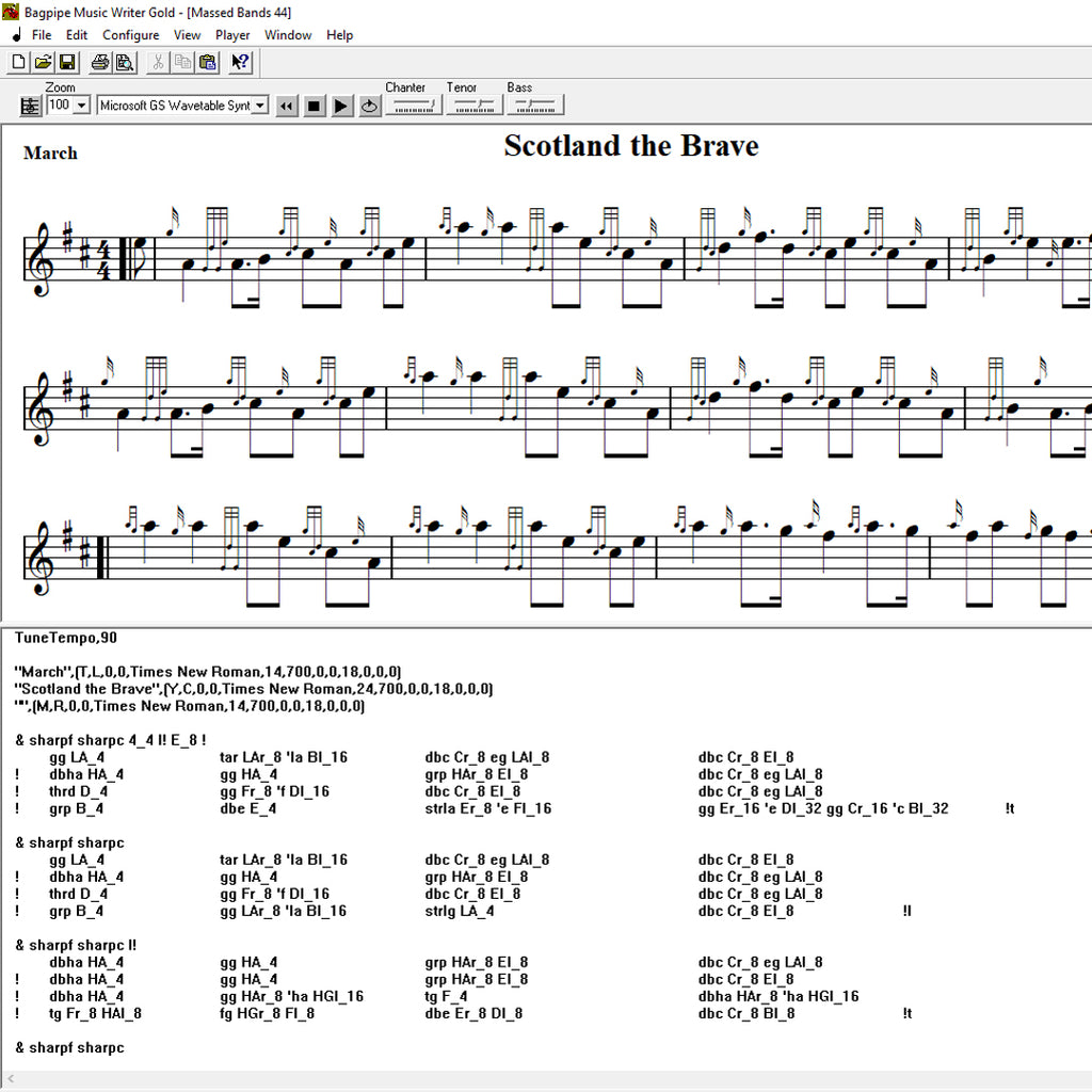 Bagpipe Music Writer GOLD Electronic Bagpipe Music Writer Computer