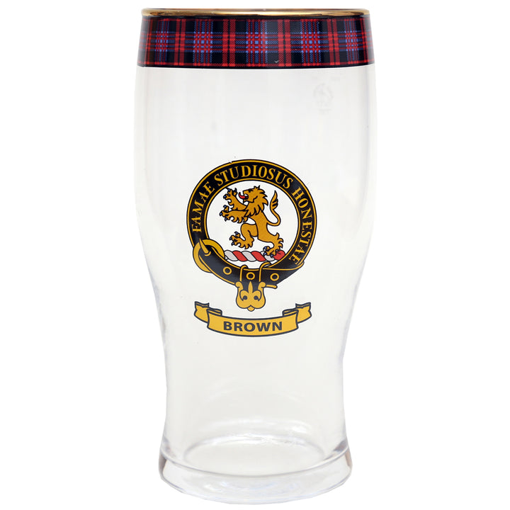 Clan Crest Beer Glass - Brown