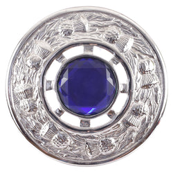 Chrome Thistle Plaid Brooch - Blue