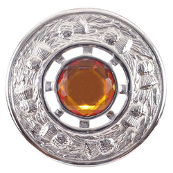Chrome Thistle Plaid Brooch - Cairngorm