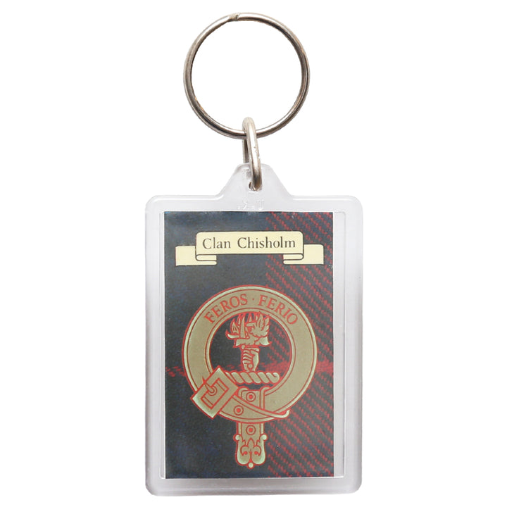 Clan Crest Rectangular Plastic Key Chain - Chisholm