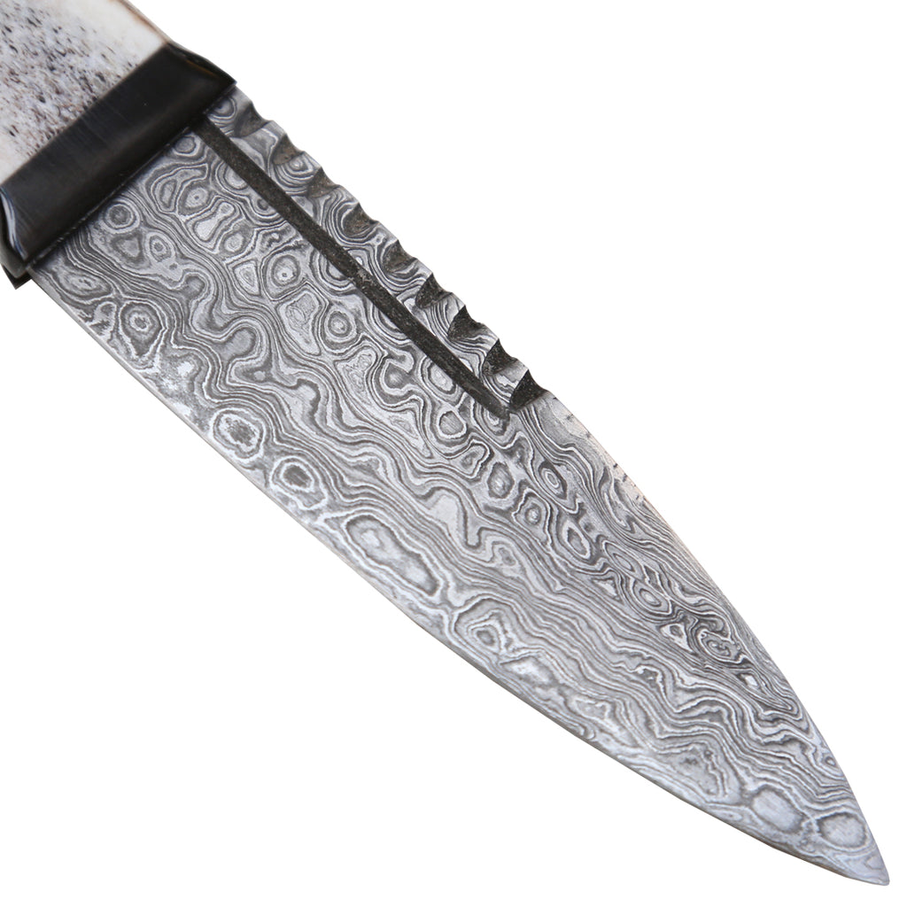 Damascus Steel Horn Sgian Dubh – Tartantown - Main Image