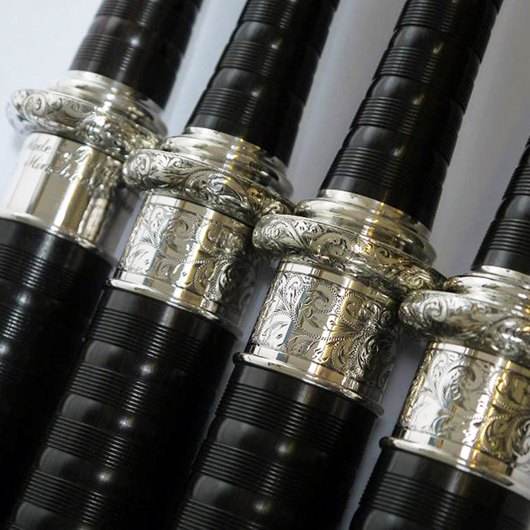 David Naill Bagpipes - #6 (Engraved Silver) Stocks