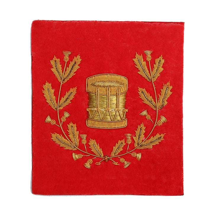 Drum Wreath Patch - Large Gold on Red