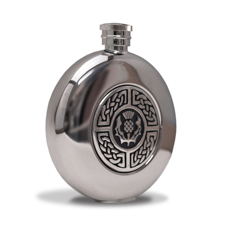 Flask - Polished Stainless Steel (Celtic Thistle)