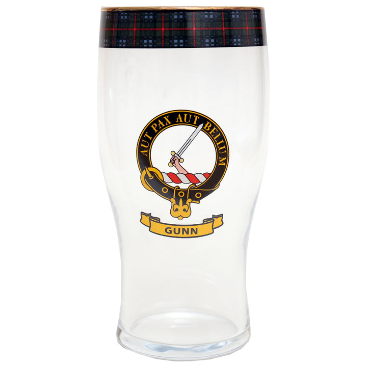 Clan Crest Beer Glass - Gunn