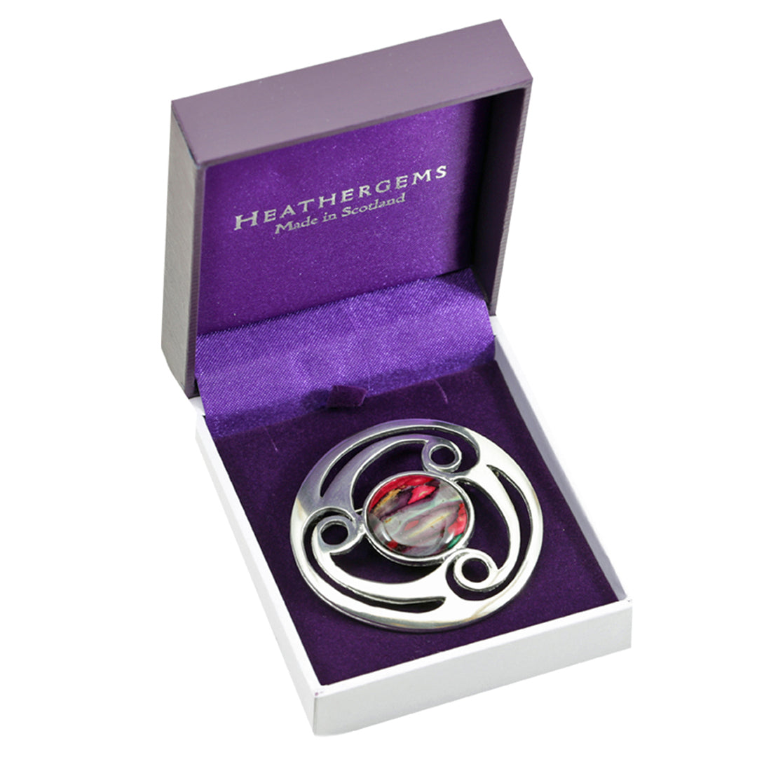HeatherGems - Celtic Triskele Brooch Boxed