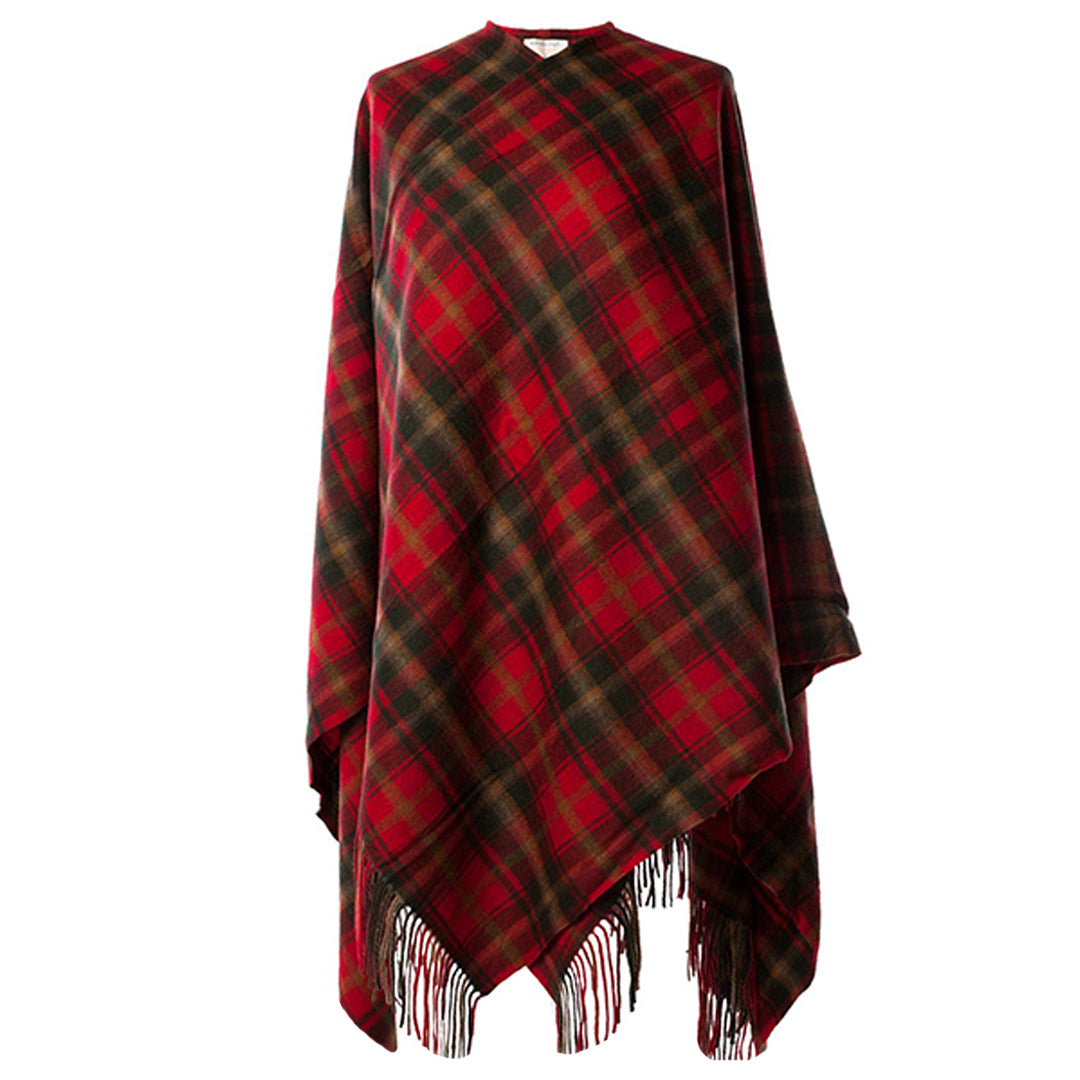 Lambswool Tartan Cape - Dark Maple