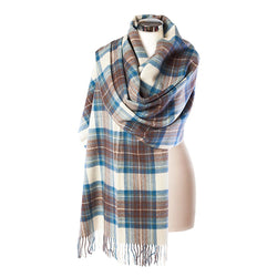 Lambswool Tartan Stole - Stewart Muted Blue