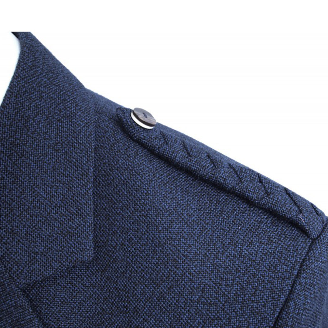 Navy Arrochar Braemar Tweed Jacket Epaulette