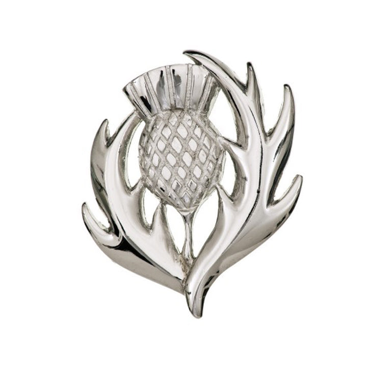 Polished Pewter Thistle Brooch