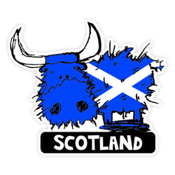 Saltire Flag Highland Cow Sticker