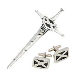 Saltire Kilt Pin and Cufflink Set