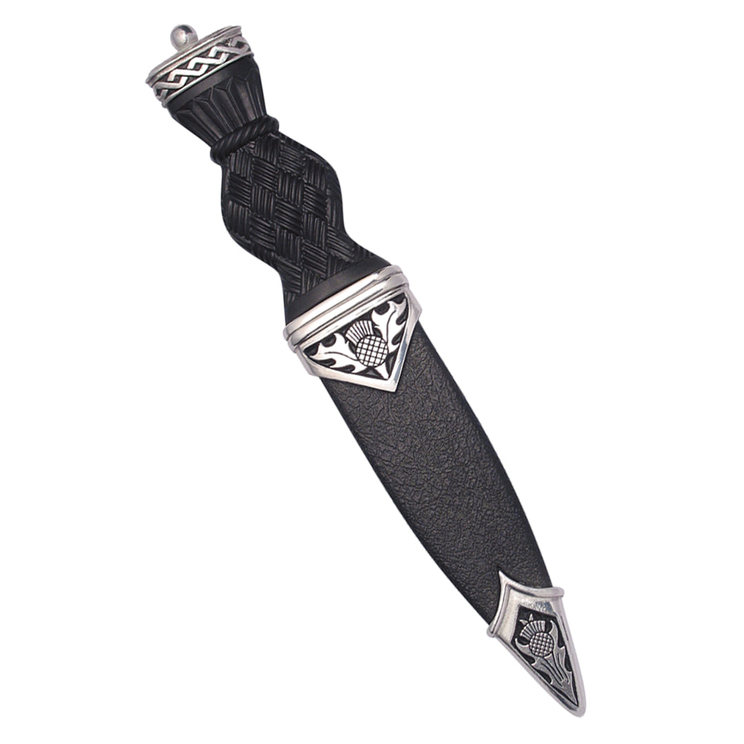 Sgian Dubh, Polished Pewter (Thistle) - Plain Top