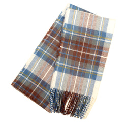 Lambswool Tartan Scarf - Stewart Blue Dress Muted