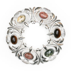 Brooch - Thistle Pewter Stone