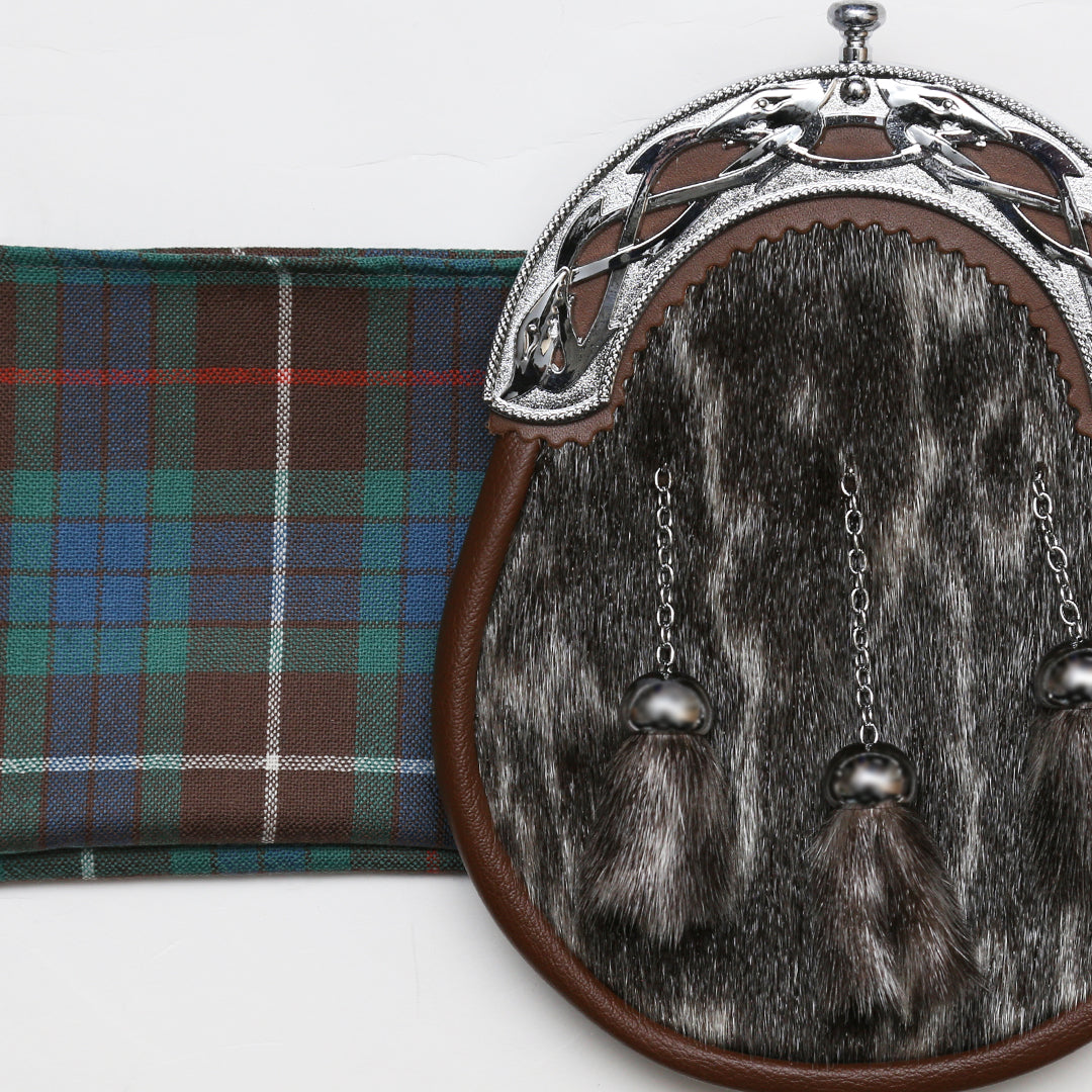 Brown Leather Chrome Serpent Sealskin Sporran Side