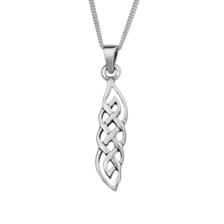 Celtic Long Knotwork Silver Pendant