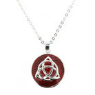 Celtic Trinity Knot Silver Plated Round Pendant with Red Enamel