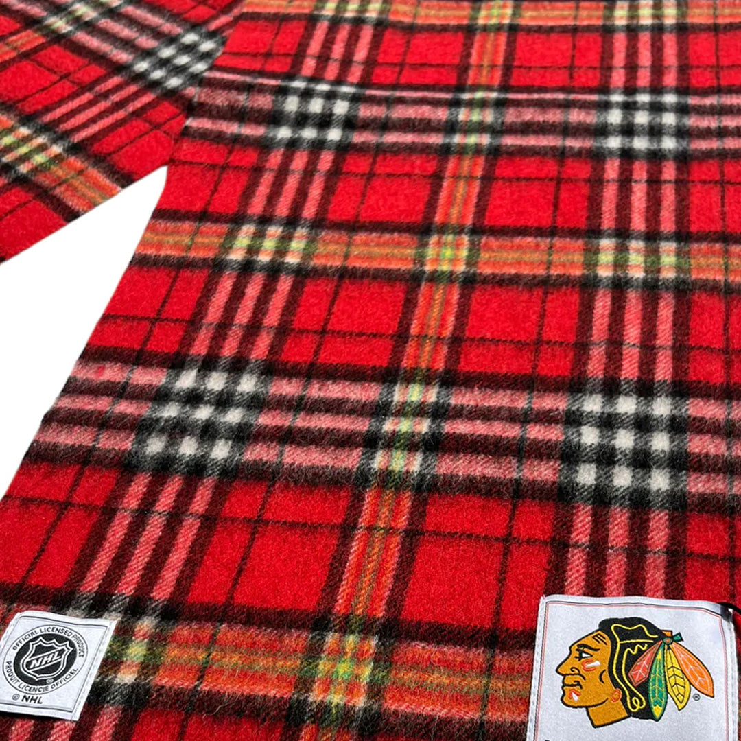 Chicago Blackhawks Lambswool Tartan Scarf Close