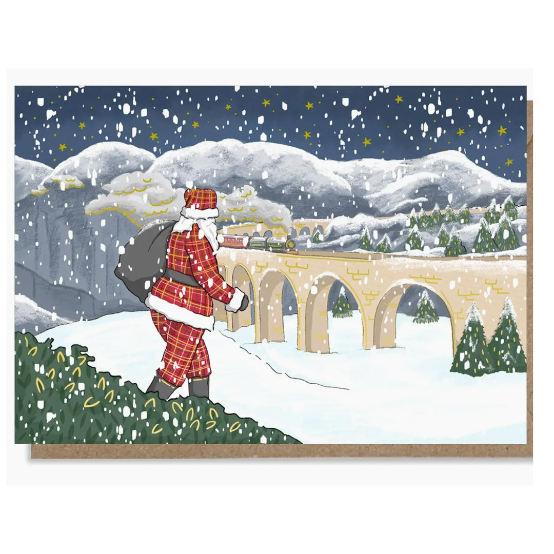 Christmas Card - Glenfinnan and Santa Gold Foil