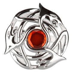 Chrome Serpent Plaid Brooch - Orange
