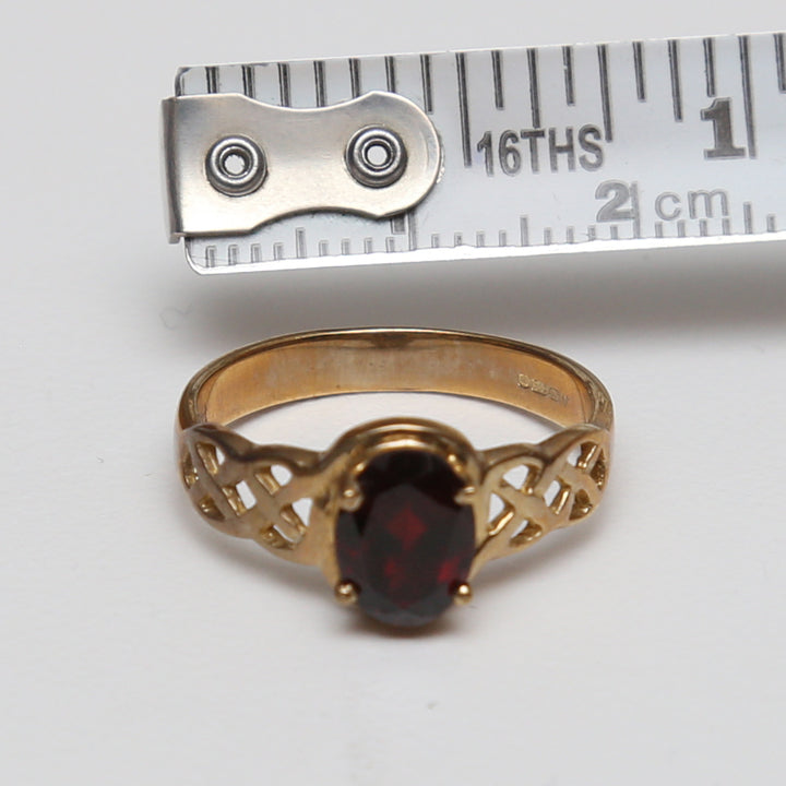 Clearance Deep Red Stone Gold Ring