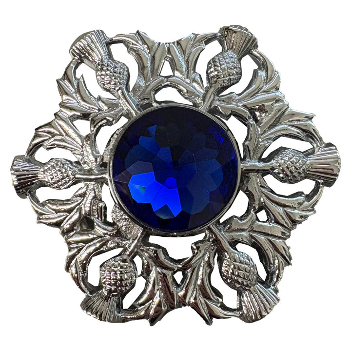 Clearance Economy Blue Thistle Plaid Brooch