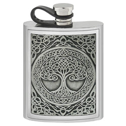 Flask - Pewter Embossed Tree of Life