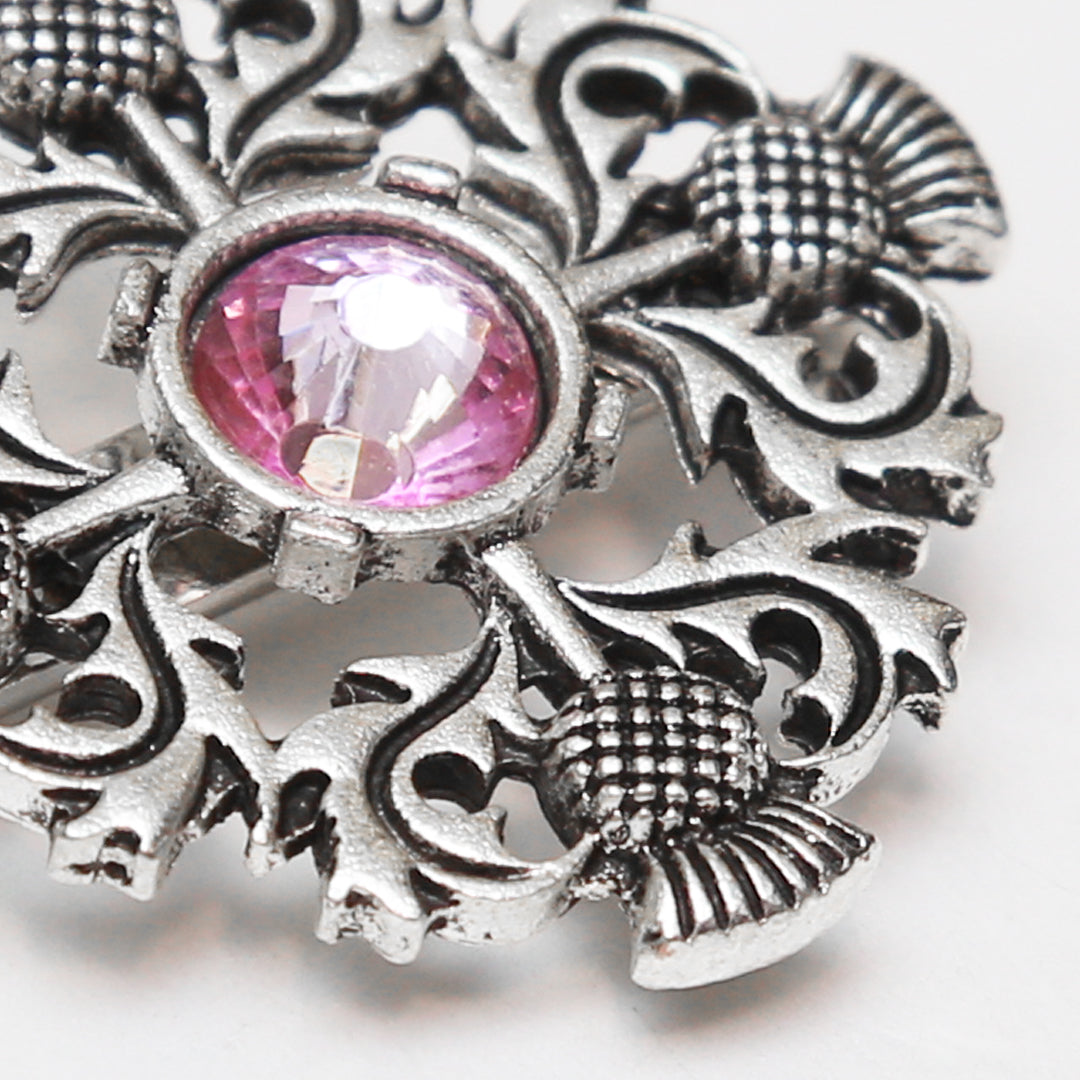 Four Thistle Pewter Brooch Close