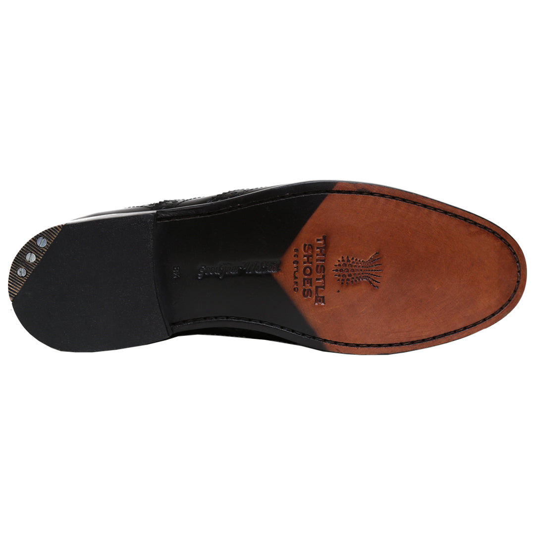 Ghillie Brogue Shoes - Black Deluxe Sole