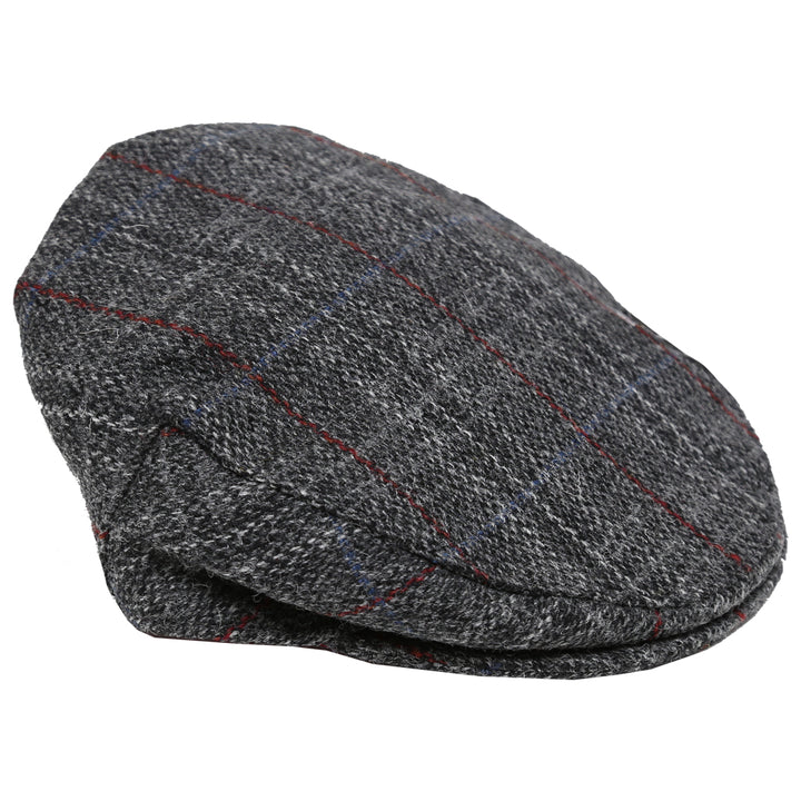 Harris Tweed Flat Cap - Charcoal Check