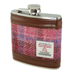 Harris Tweed Hip Flask - Pink Check