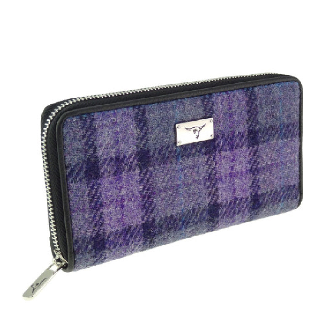 Harris Tweed Long Zip Purse Purple