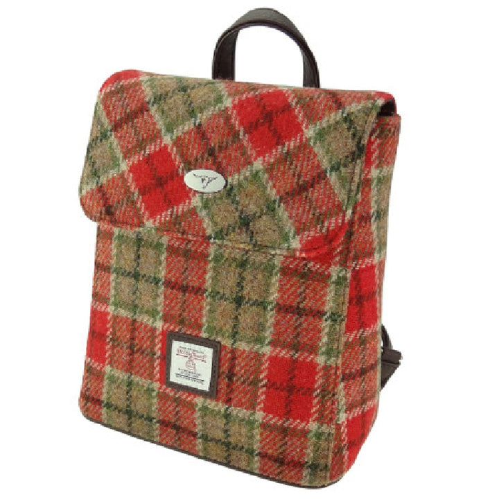 Harris Tweed Mini Backpack Red and Green Tartan