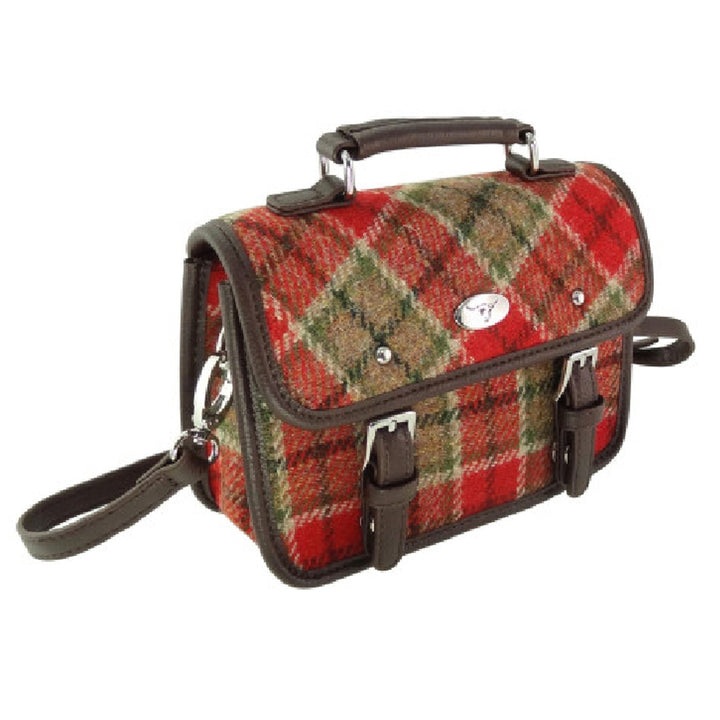 Harris Tweed Mini Satchel Red and Green Tartan