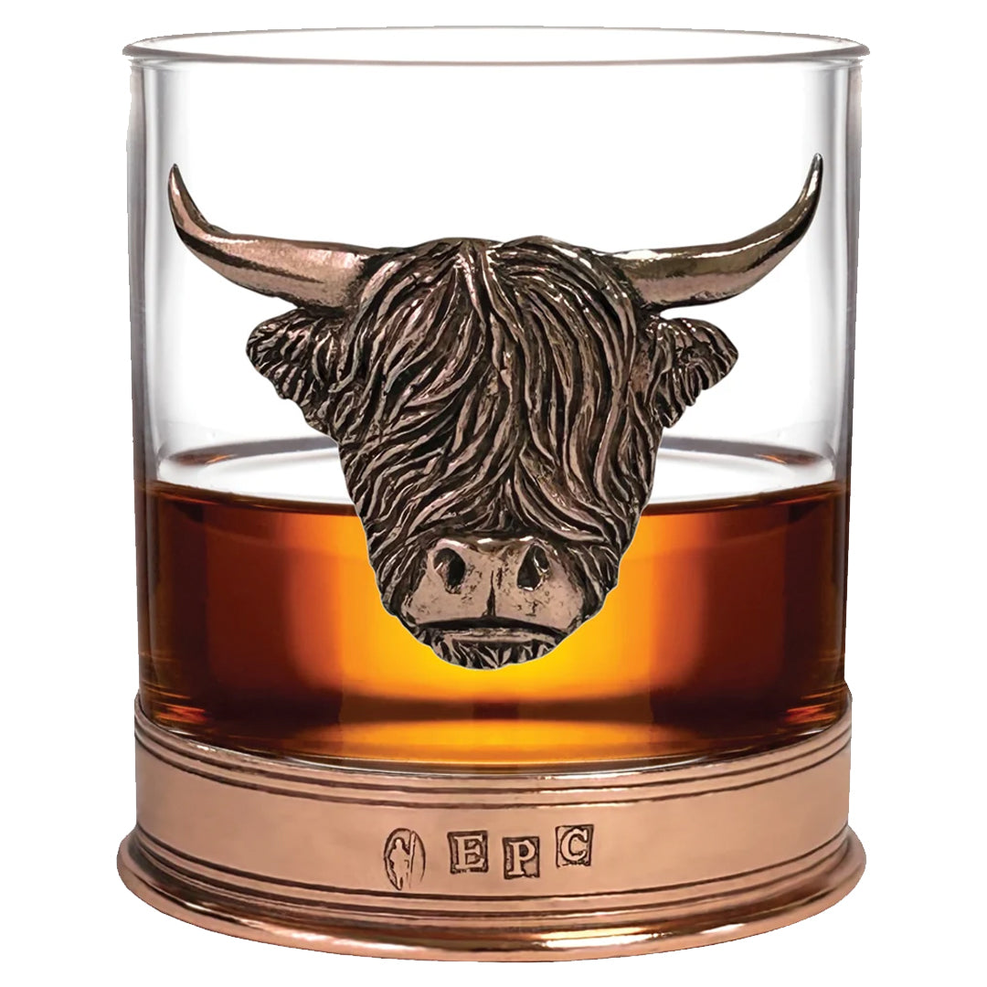 Highland Cow Copper Pewter Whisky Glass