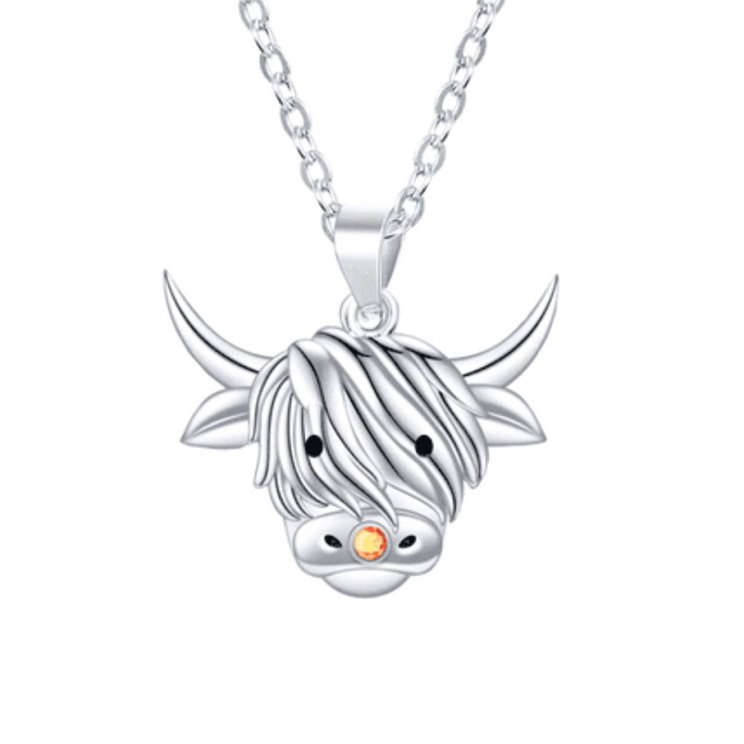 Highland Cow Silver Pendant