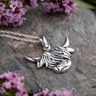 Highland Cow Silver Pendant Angle