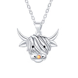 Highland Cow Silver Pendant