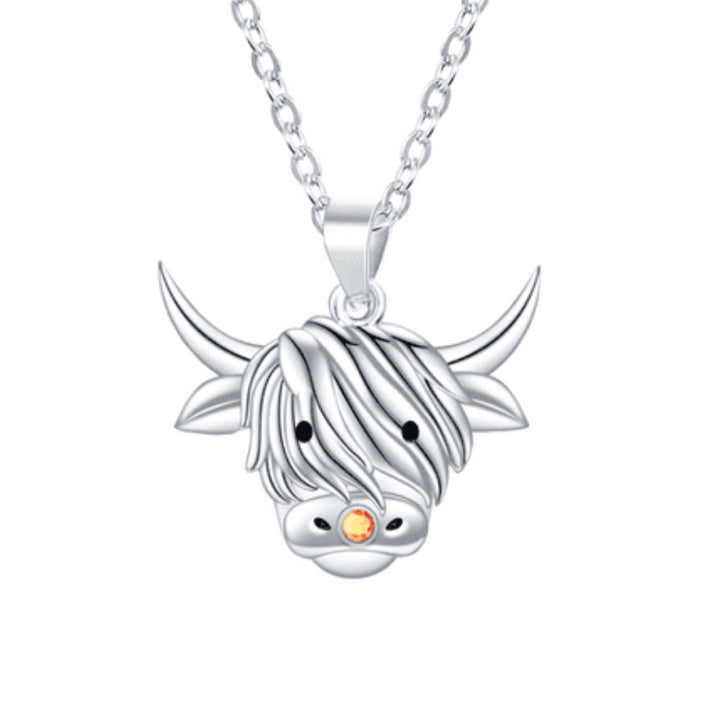 Highland Cow Silver Pendant