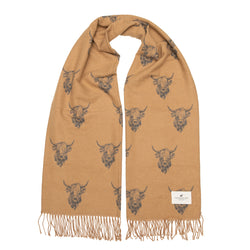 Oversized Scarf - Highland Cow Camel